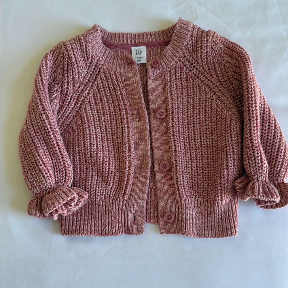 GAP Pink Knit Jacket with Textured Pattern